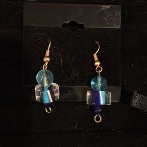 Blue and turquoise color pierced earrings